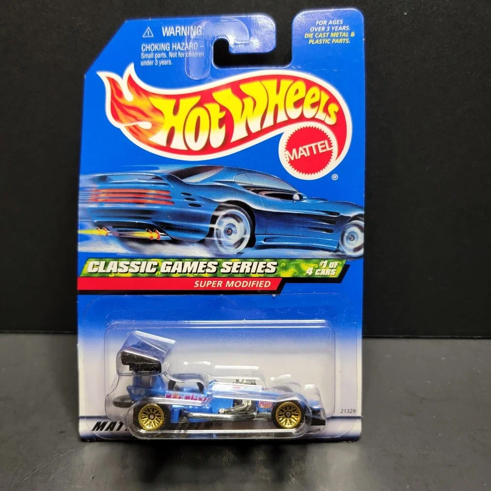 1999 Hot Wheels CLASSIC GAMES SERIES SUPER MODIFIED #981 Blue NEW ON CARD